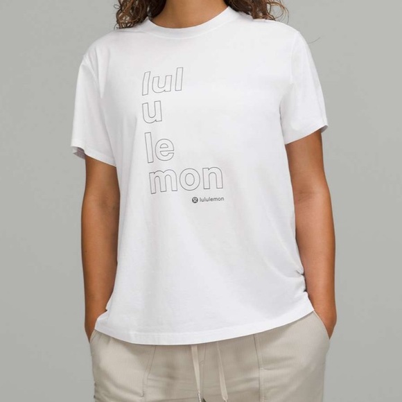 Lululemon All Yours Classic Tee Motif White/Black Size 8 - Picture 4 of 7